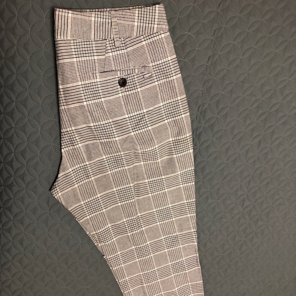 MNG by Mango 100% Cotton Plaid Trousers size 8